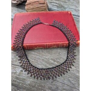 Vintage Iridescent Beaded Collar Necklace